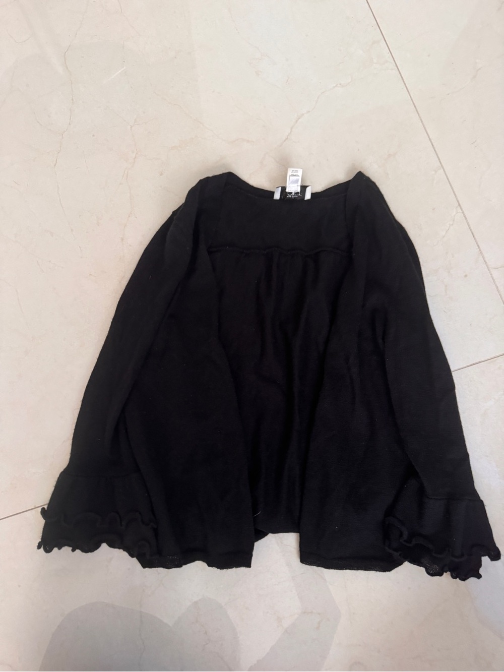 LOFT Black Ruffle Cuff Long-Sleeve Top